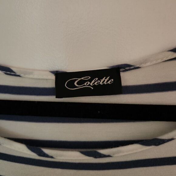 Collette Womens Open Shoulder Striped Round Neck Top Size XL - Picture 4 of 5